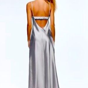 Zara midi silver satin dress